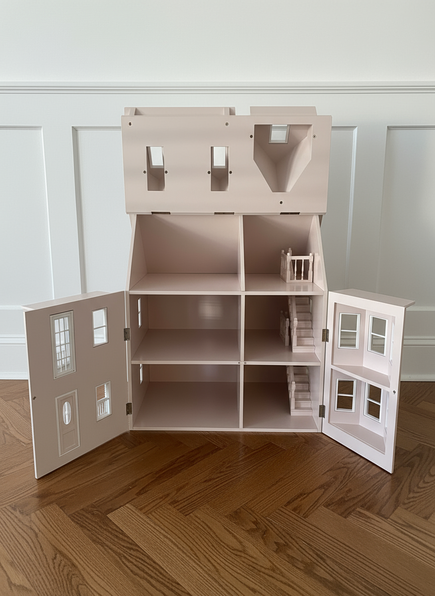 The Audrey Victorian wooden dollhouse open view showing interior rooms – Heirloom Kids Australia